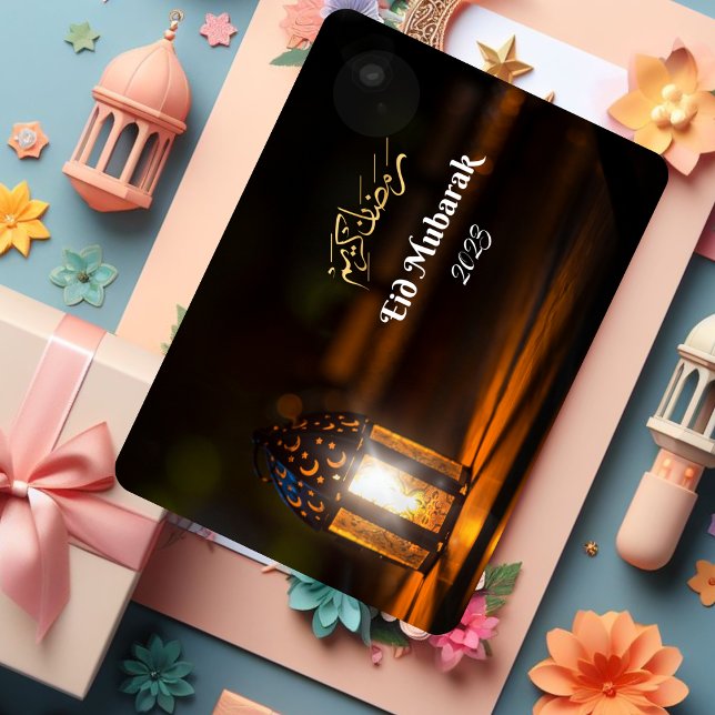 Cartão De Agradecimento Placa Lanterna Escura Eid Mubarak (Criador carregado)