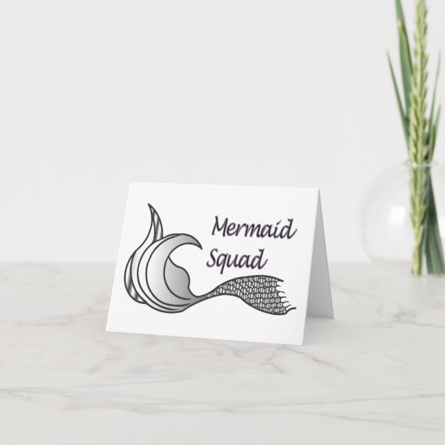 Cartão De Agradecimento Placa Mermaid Squad Vazio Note (Frente)