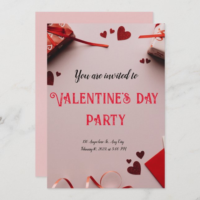 Cartão De Agradecimento Placa Moderna do Feliz dia de os namorados Vermelh (Frente/Verso)