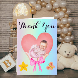 Cartão De Agradecimento Placa Nova de Gradação Azul | Mãos Segurando Bebê