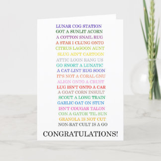 Cartão De Agradecimento Placa parabéns Anagrams