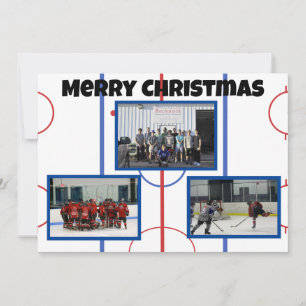 Cartão De Agradecimento Placa plana de Rink de Hockey Feliz de Natal
