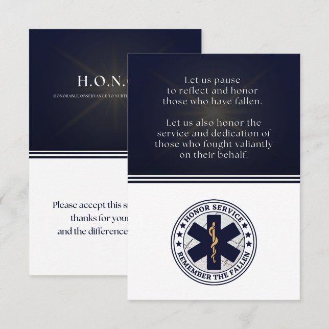 Cartão De Agradecimento Placa plana H.O.N.O.R. (Frente/Verso)