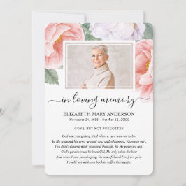 Cartão De Agradecimento Placa Poema de Simpatia Funeral de Cores Aquáticas