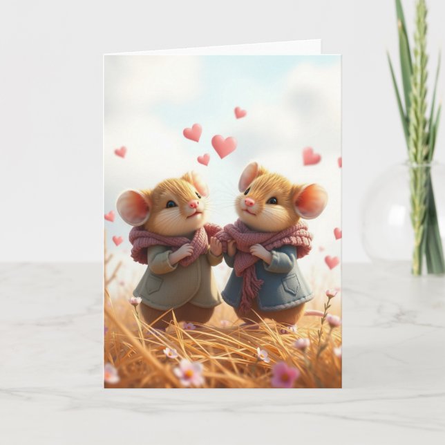Cartão De Agradecimento Placa Romântica de Rato (Frente)