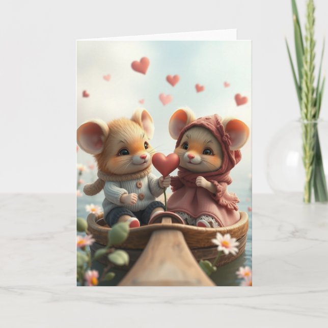 Cartão De Agradecimento Placa Romântica de Rato (Frente)