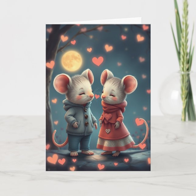 Cartão De Agradecimento Placa Romântica de Rato (Frente)