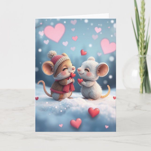 Cartão De Agradecimento Placa Romântica de Rato (Frente)