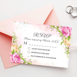 Cartão De Agradecimento Placa RSVP de Casamento Chic Floral Moderna Elegan