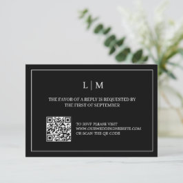 Cartão De Agradecimento Placa RSVP de Casamento de Código QR Preto Monogra