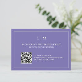 Cartão De Agradecimento Placa RSVP de Casamento de Código QR Púrpura Monog