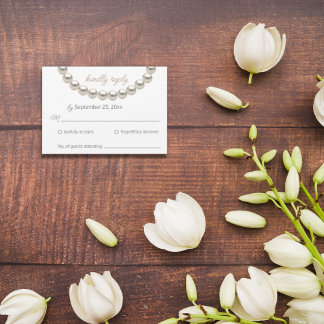 Cartão De Agradecimento Placa RSVP de Casamento de Colar de Pearl Silver
