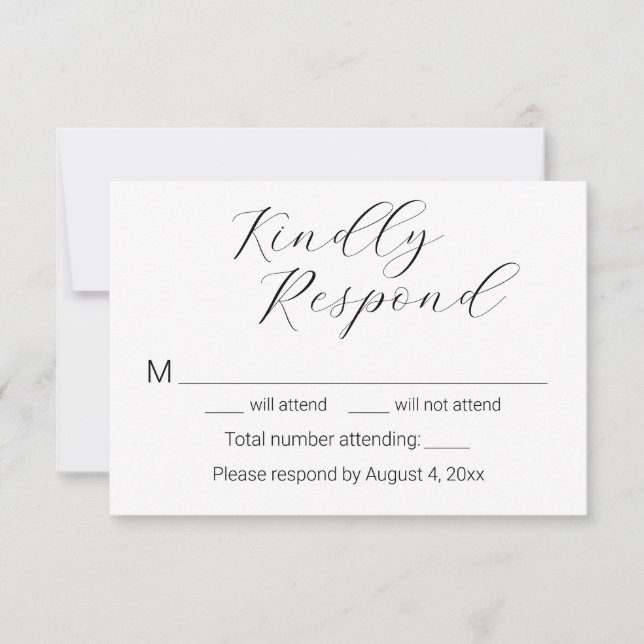 Cartão De Agradecimento Placa RSVP de Casamento de Script Elegante Minimal (Frente)