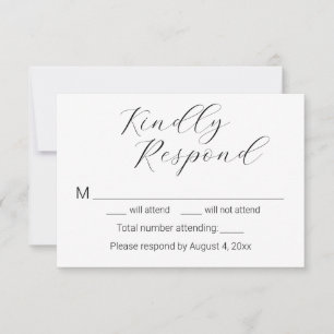 Cartão De Agradecimento Placa RSVP de Casamento de Script Elegante Minimal