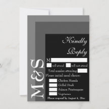 Placa RSVP de Casamento de Script Moderno Preto e 