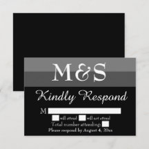 Placa RSVP de Casamento de Script Moderno Preto e 