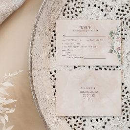 Cartão De Agradecimento Placa RSVP de Casamento Floral Rosa Boho Blush