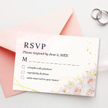 Placa RSVP de Casamento Minimalista de Rosas Branc