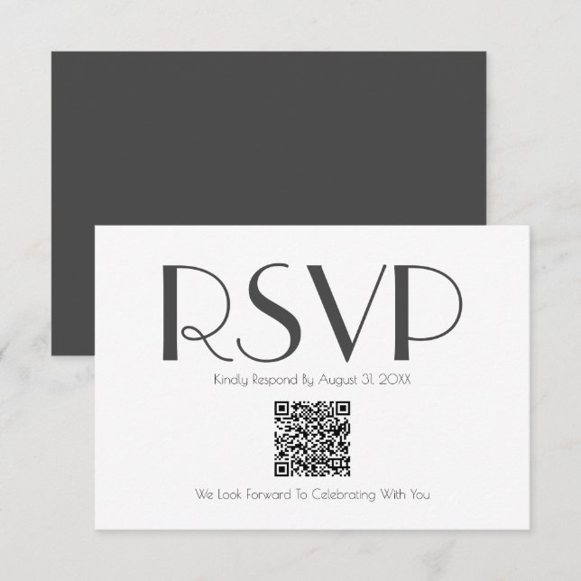 Cartão De Agradecimento Placa RSVP de código QR inspirada retroativamente  (Frente/Verso)
