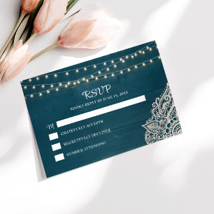 Cartão De Agradecimento Placa RSVP de Elegância Russa do Teal Negro