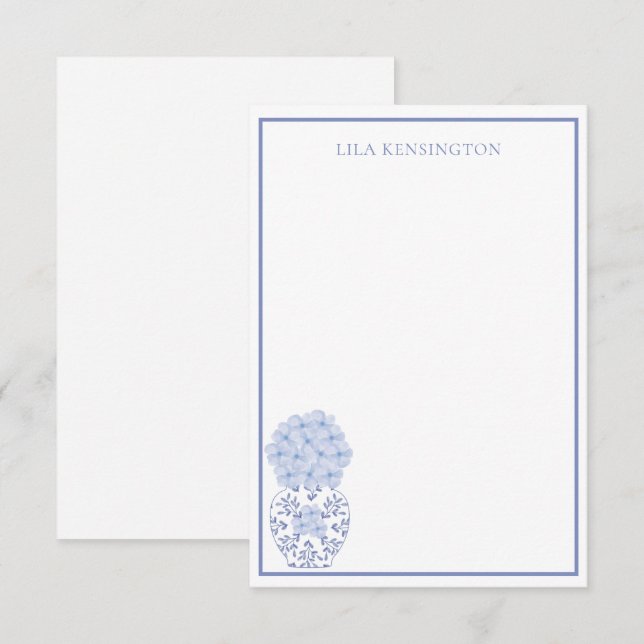 Cartão De Agradecimento Placas de Nota de Chinoiserie Ginger Jar Vase e Fl (Frente/Verso)