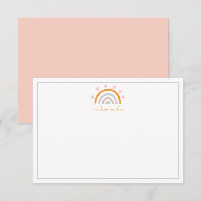 Cartão De Agradecimento Placas de Nota Personalizadas do Arco-Íris Desenha (Frente/Verso)