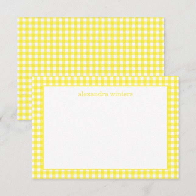 Cartão De Agradecimento Placas de Nota Personalizadas Gingham (Frente/Verso)