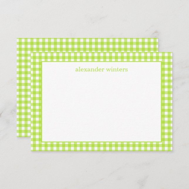 Cartão De Agradecimento Placas de Nota Personalizadas Gingham (Frente/Verso)
