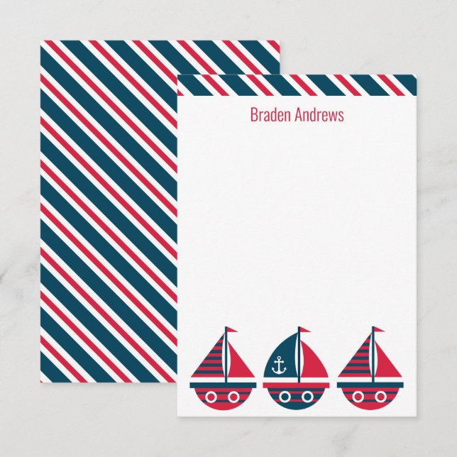 Cartão De Agradecimento Placas de Nota Personalizadas para Barcos de Naveg (Frente/Verso)