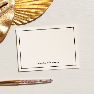 Cartão De Agradecimento Placas de Nota Personalizadas Pretas Pretas Modern