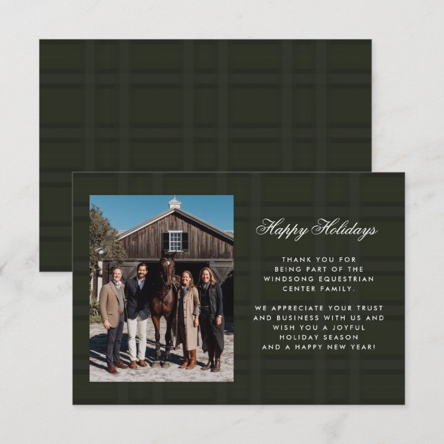 Cartão De Agradecimento Plaid Tartan Equestrian Barn Ranch Business (Frente/Verso)