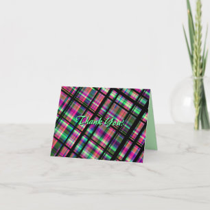 Cartão De Agradecimento Plaid "Thank You!" Note Cards