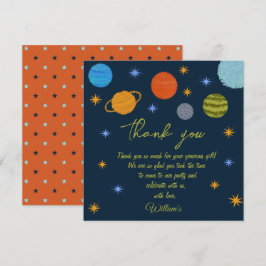 Cartão De Agradecimento Planetas Espaciais Galáxias Estrelas Chá de fralda