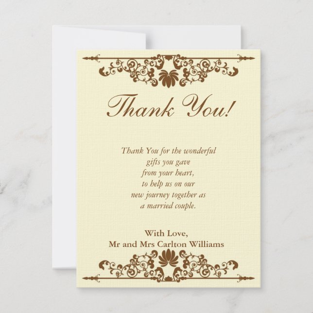 Cartão de Agradecimento Plano de Casamento Marfim/ (Frente)