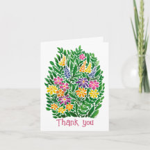 Cartão de Agradecimento Plano Floral Abstrato Vibr