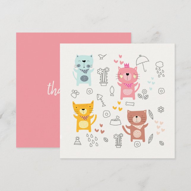 CARTÃO DE AGRADECIMENTO PLANO: GATOS FOFOS (Frente/Verso)