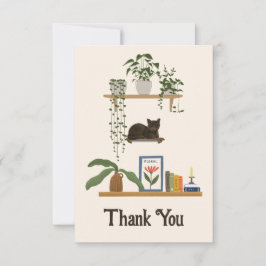 Cartão De Agradecimento Plantas, Gatos E Livros - Estética De Gatos-Livres