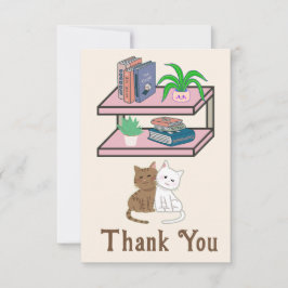 Cartão De Agradecimento Plants, Cats And Books - Bookish Cat Aesthetic