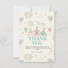 Cartão De Agradecimento Playful Sweet and Three Kids Birthday Invitation