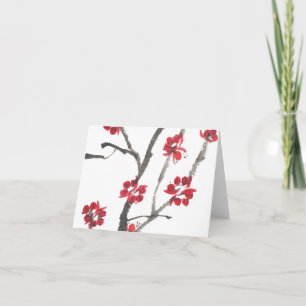 Cartão De Agradecimento Plum Blossom Watercolor