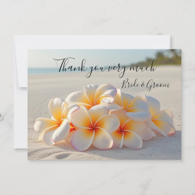 Cartão De Agradecimento Plumeria Flower on sand thank you card (Frente)
