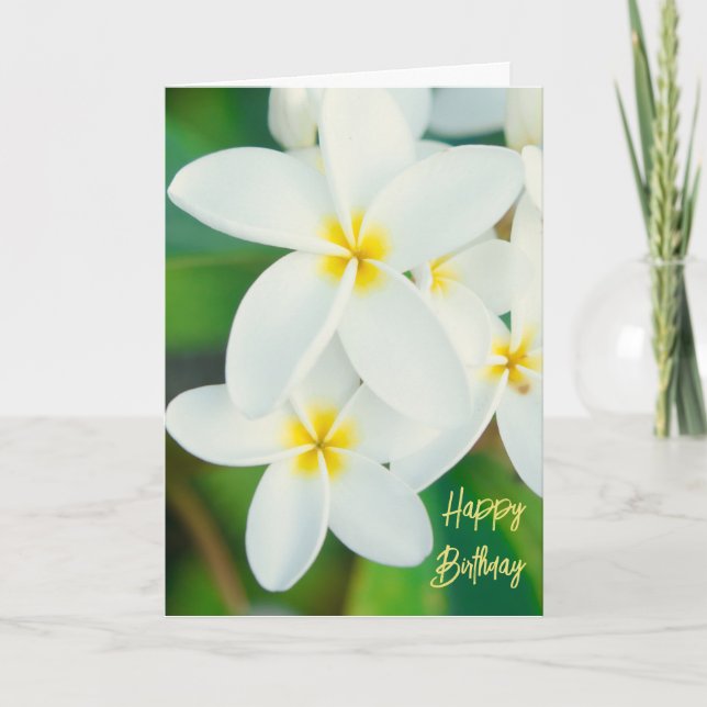 Cartão De Agradecimento Plumeria Happy Birthday Card (Frente)
