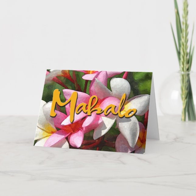 Cartão De Agradecimento Plumerias de Mahalo (Frente)