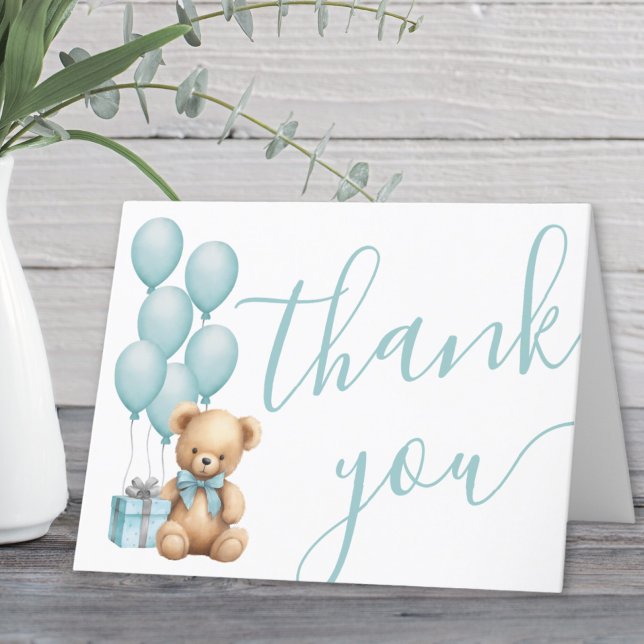 Cartão De Agradecimento Podemos Chatear Chá de fraldas (We Can Bearly Wait Boy Baby Shower Thank You Card )