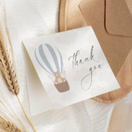 Cartão De Agradecimento Podemos Esperar. | Baby Boy Blue Balloon Chá