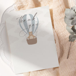 Cartão De Agradecimento Podemos Esperar. | Baby Boy Blue Balloon Chá