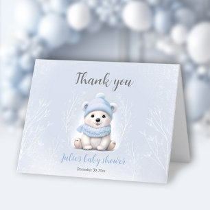 Cartão De Agradecimento Podemos Esperar Chá de fraldas Azul Do Urso Polar
