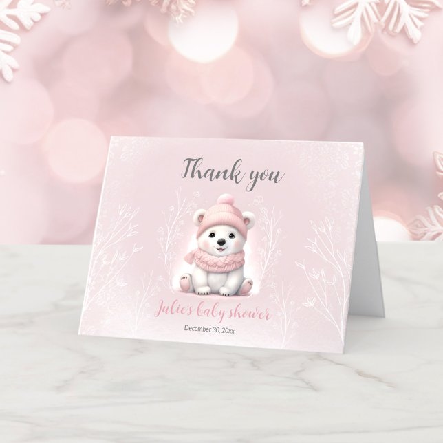 Cartão De Agradecimento Podemos Esperar Chá de fraldas Polar Bear (We Can Bearly Wait Polar Bear Baby Shower Thank You Card)