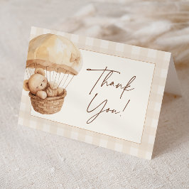 Cartão De Agradecimento Podemos Esperar Gingham Teddy Bear Chá de fraldas