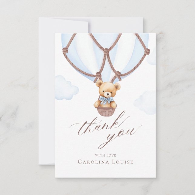 Cartão De Agradecimento Podemos Esperar! Hot Air Baloon Obrigado (Frente)